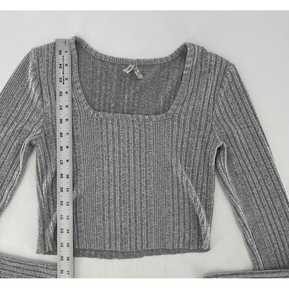 Mudd Heathered‎ Gray Ribbed Soft Square Neck DIY Cropped Sweater Size S, Y2K - Picture 7 of 8